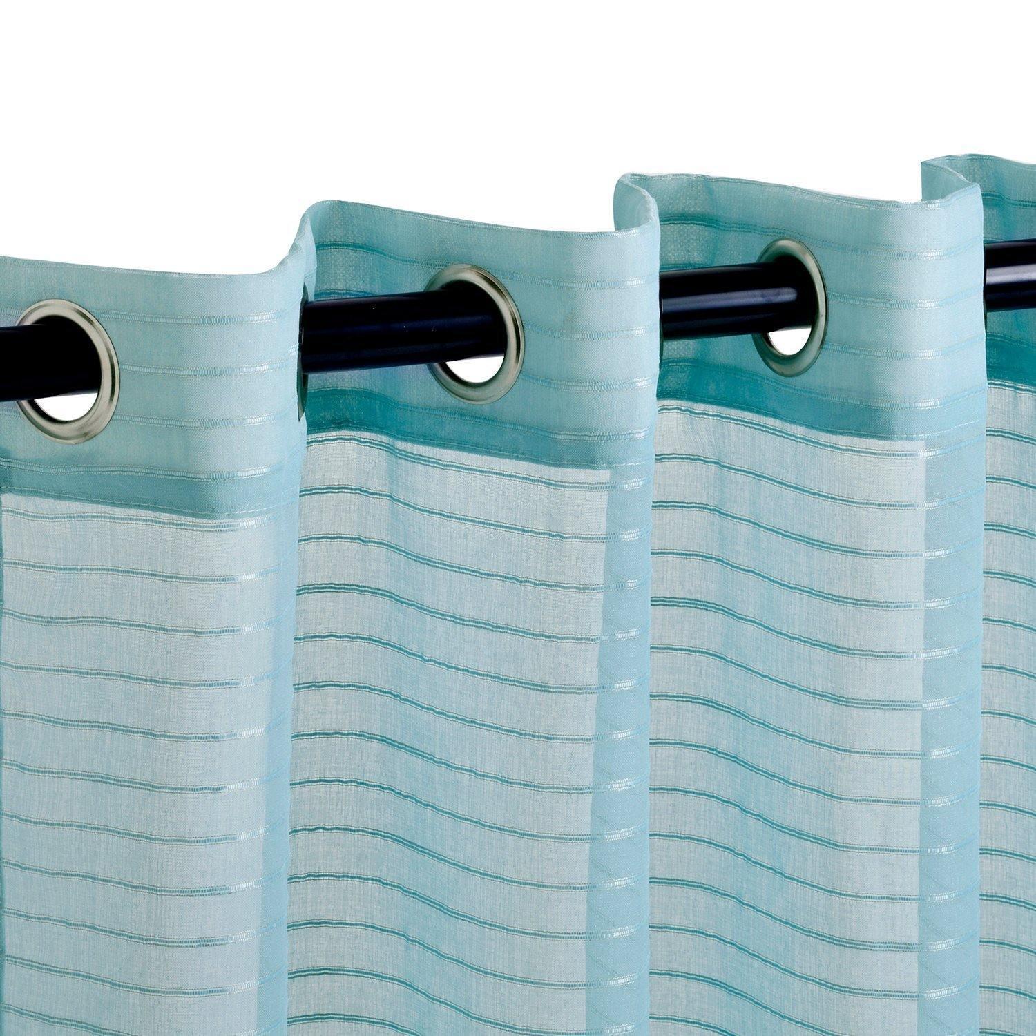 Jackson Stripe Soft Diffused Light Airy Lightweight Sheer Curtain Set FredCo