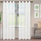 Jackson Stripe Soft Diffused Light Airy Lightweight Sheer Curtain Set FredCo