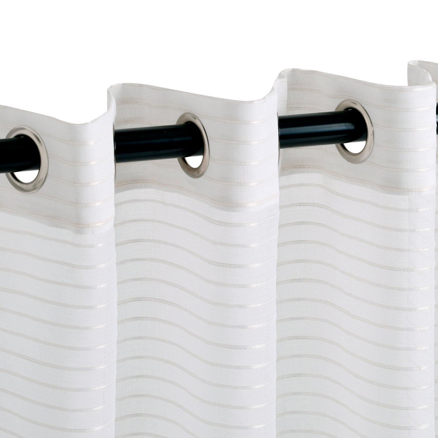 Jackson Stripe Soft Diffused Light Airy Lightweight Sheer Curtain Set FredCo