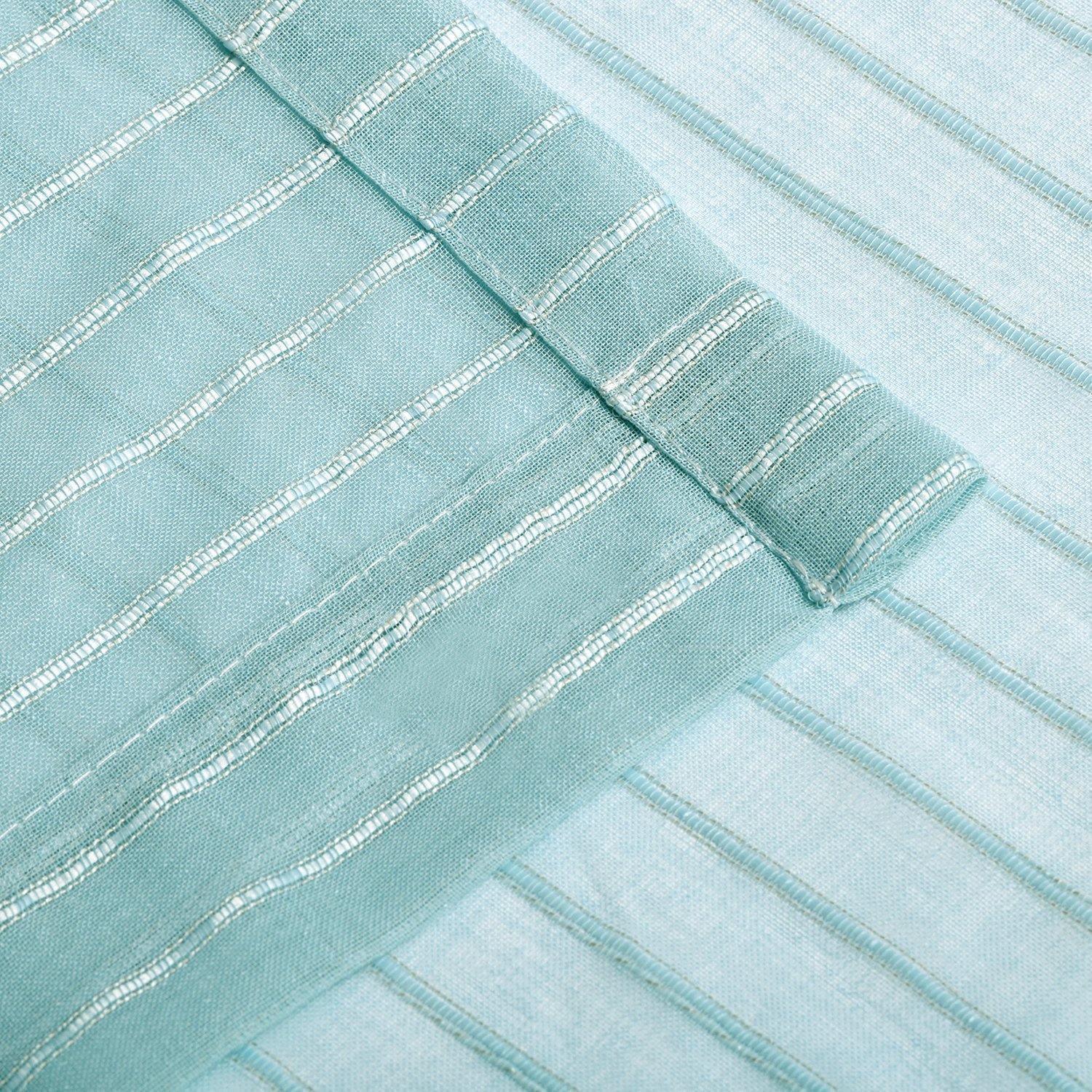 Jackson Stripe Soft Diffused Light Airy Lightweight Sheer Curtain Set FredCo