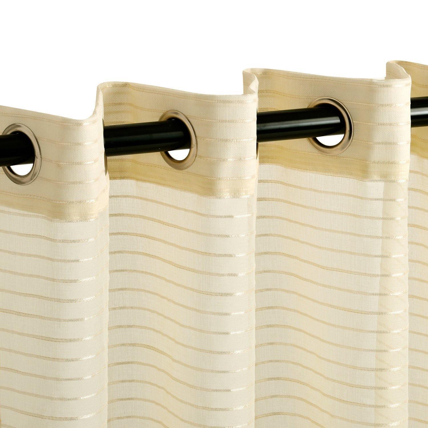 Jackson Stripe Soft Diffused Light Airy Lightweight Sheer Curtain Set FredCo
