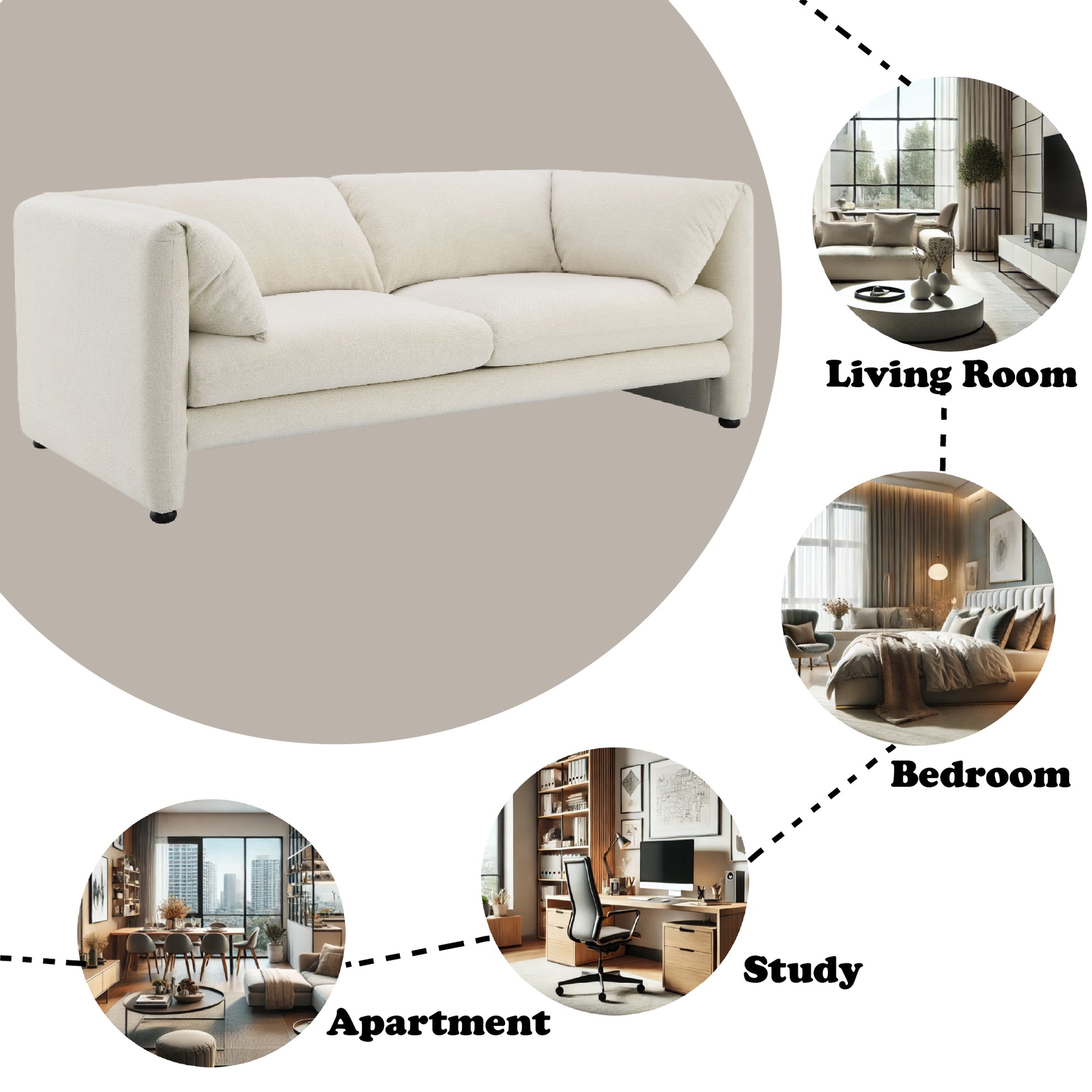Jaeda Beige Boucle Loveseat FredCo