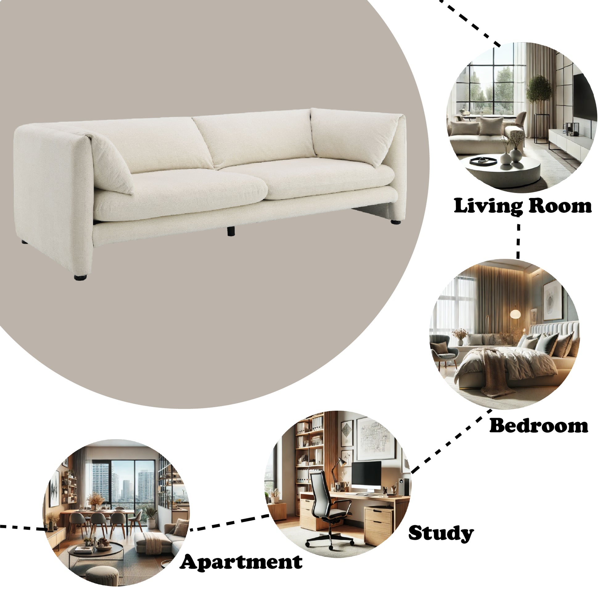 Jaeda Beige Boucle Sofa FredCo