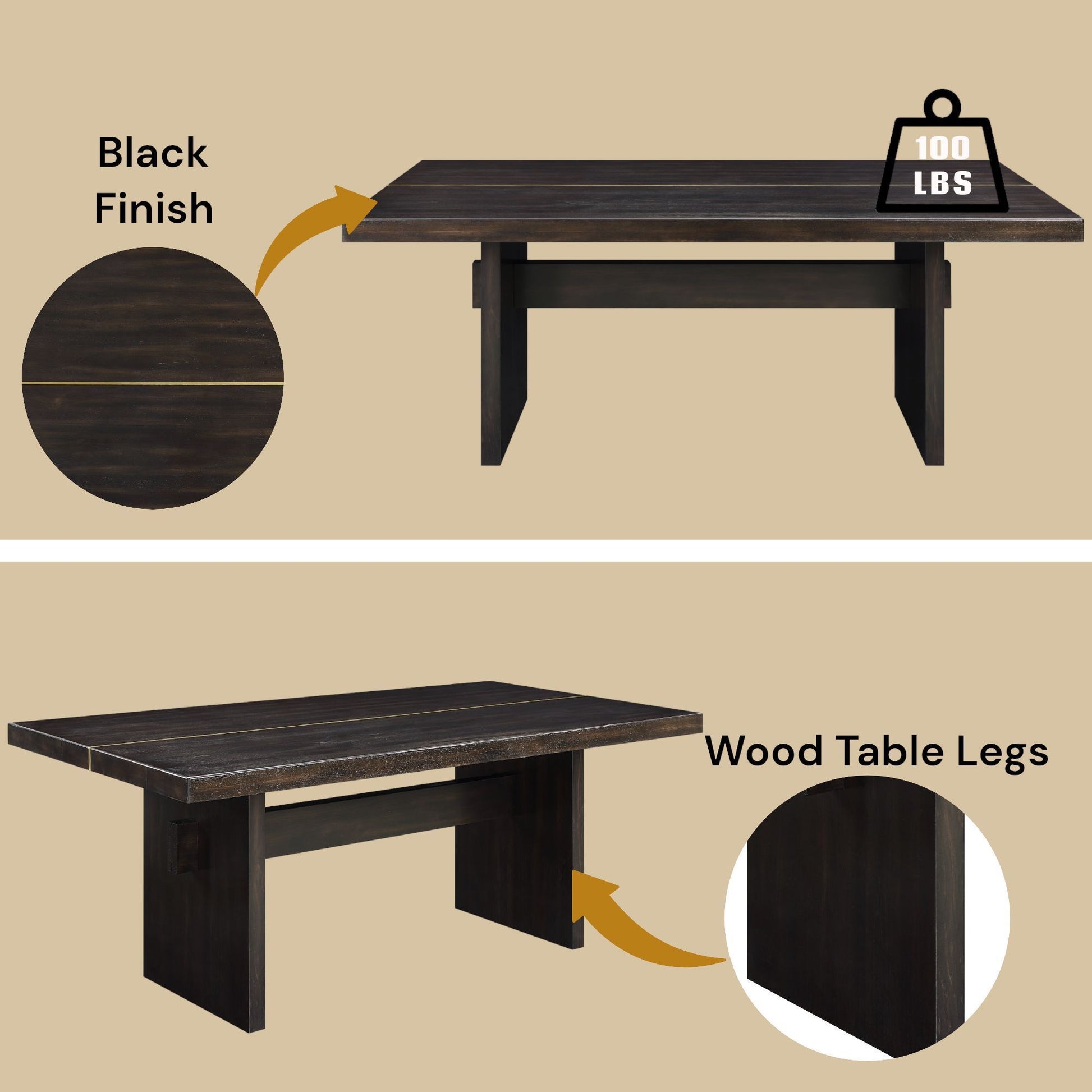 Jaramillo Gold & Rustic Espresso Finish Dining Table FredCo