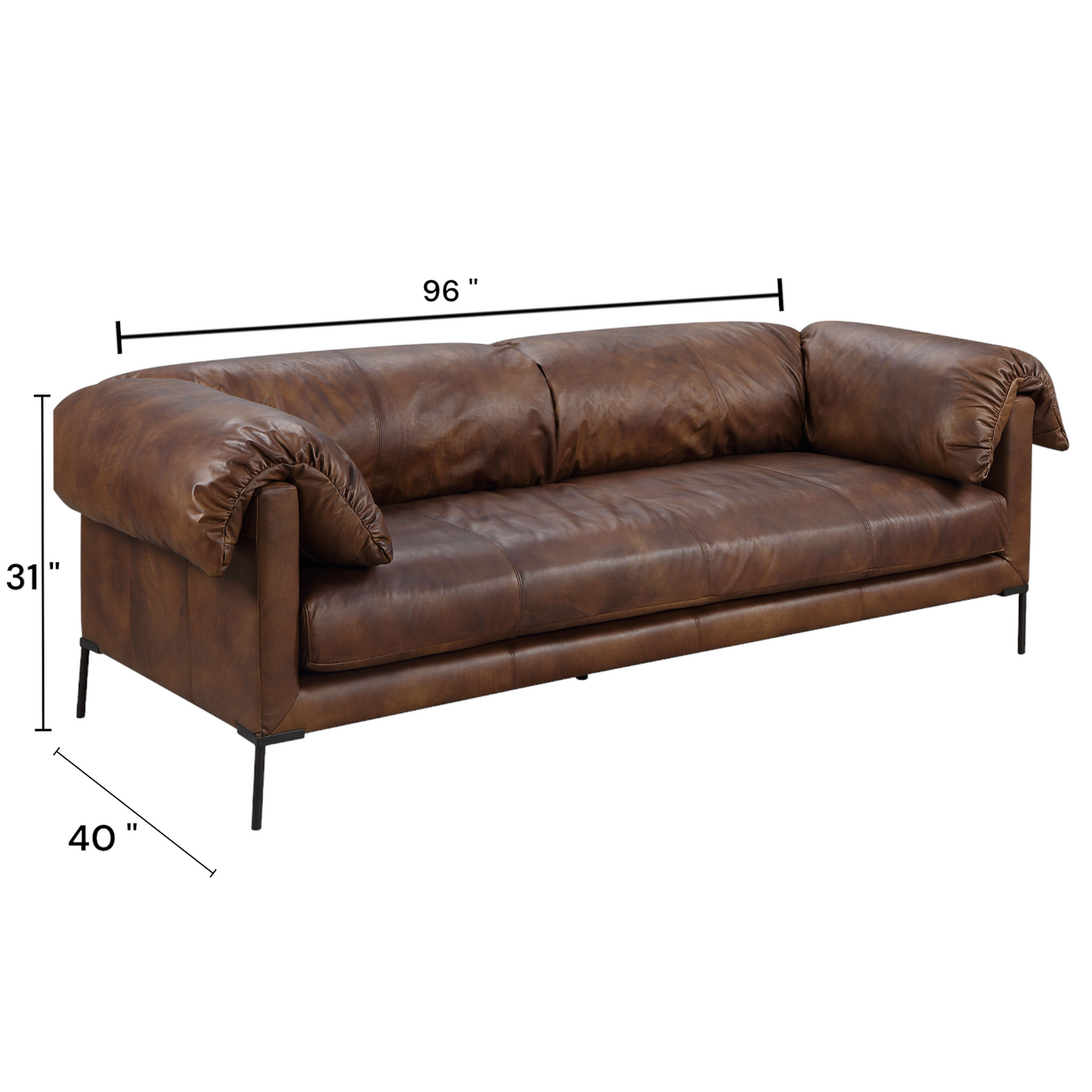 Jaron Macho Top Grain Leather Sofa FredCo