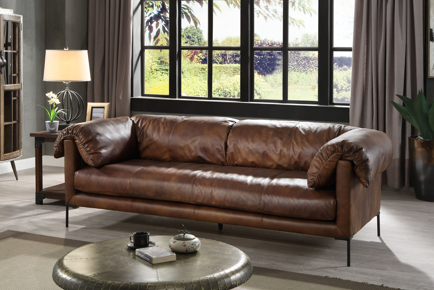 Jaron Macho Top Grain Leather Sofa FredCo