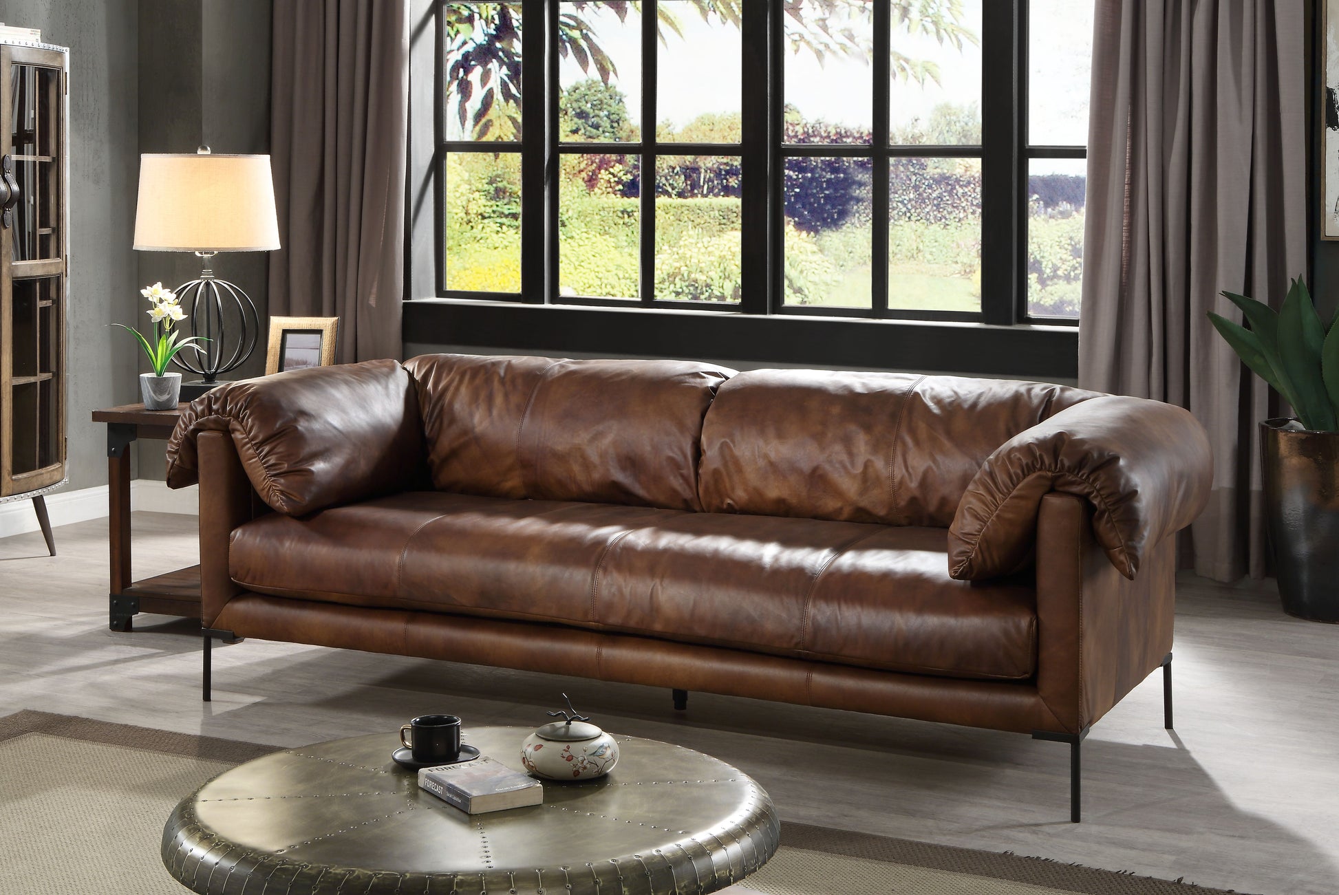 Jaron Macho Top Grain Leather Sofa FredCo