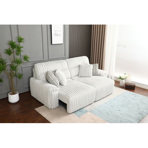 Jaya Mondo Grey Corduroy Power Motion Sofa w/Sleeper & USB Port FredCo