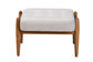 Jeanine Japandi Greyish Beige Fabric and Walnut Brown Finished Wood Ottoman Footstool FredCo