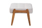 Jeanine Japandi Greyish Beige Fabric and Walnut Brown Finished Wood Ottoman Footstool FredCo