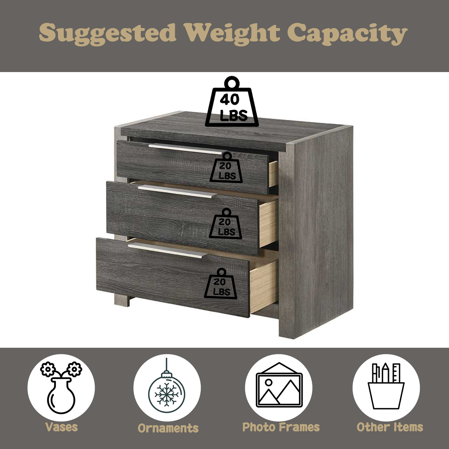 Jehoram Gray Finish Nightstand FredCo