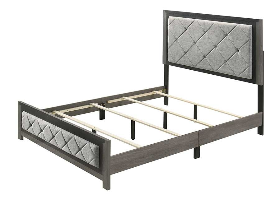 Jehoram Gray Linen & Gray Finish Eastern King Bed FredCo