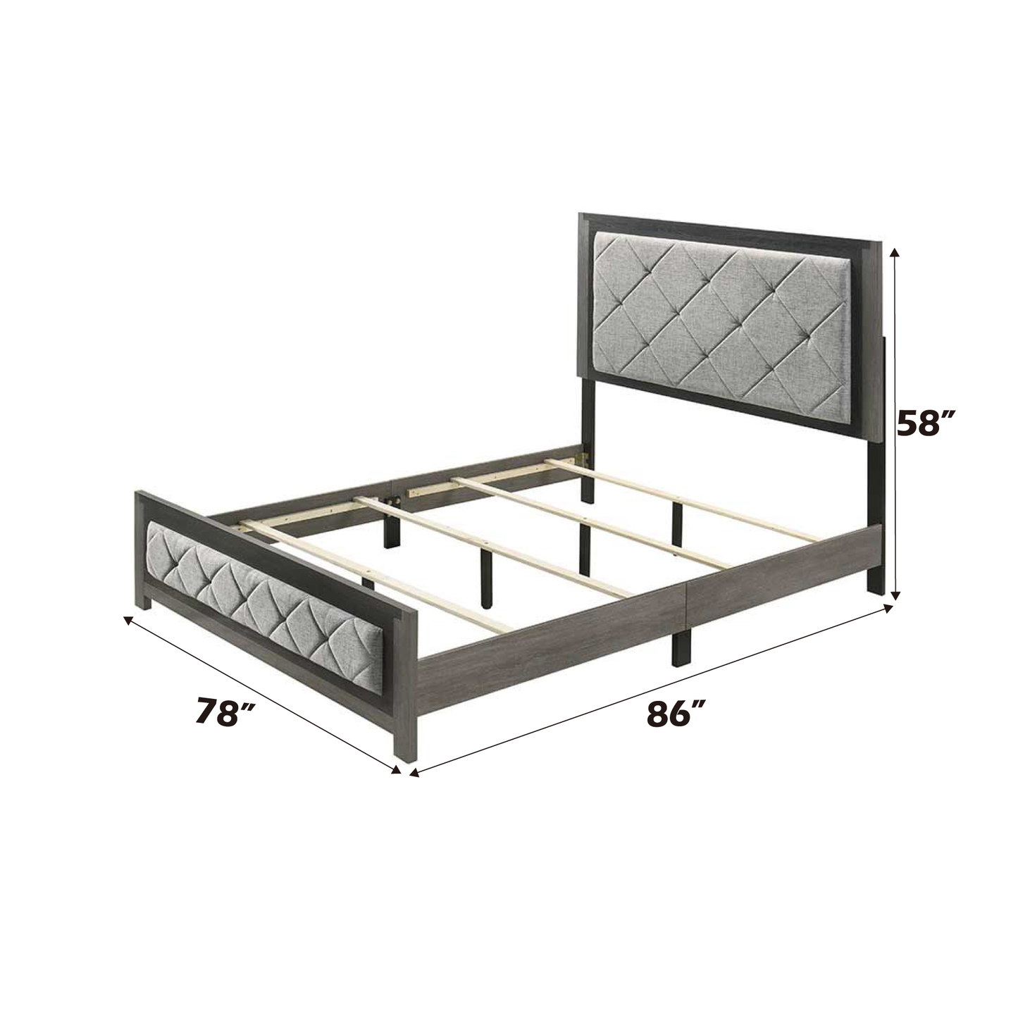 Jehoram Gray Linen & Gray Finish Eastern King Bed FredCo