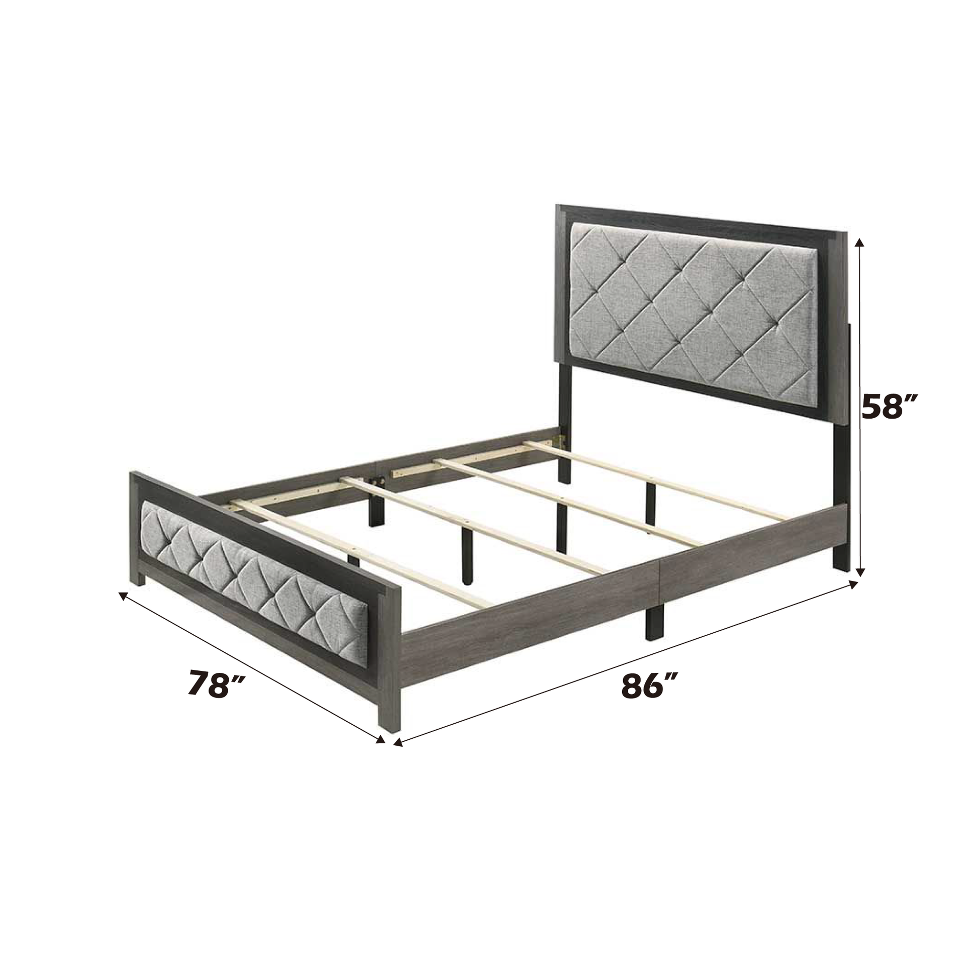 Jehoram Gray Linen & Gray Finish Eastern King Bed FredCo