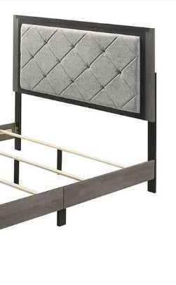 Jehoram Gray Linen & Gray Finish Eastern King Bed FredCo