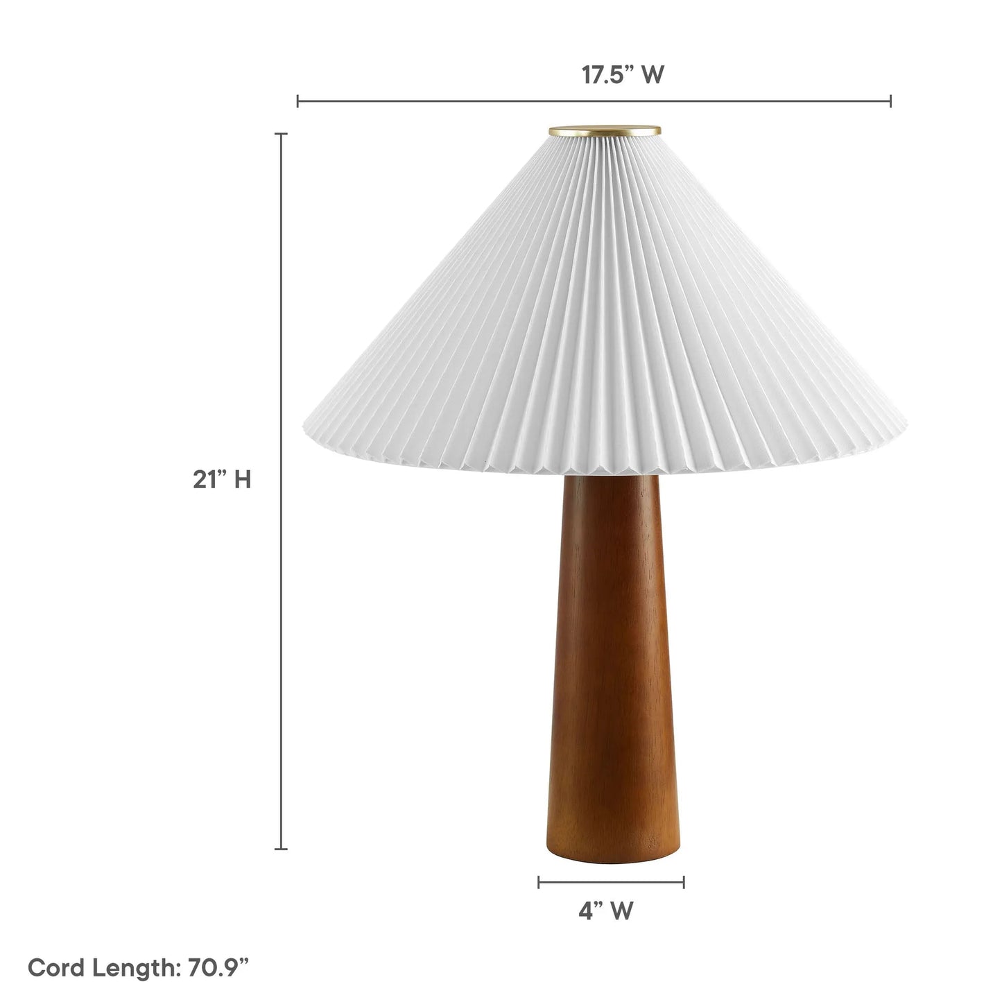 Jessica Wooden Base Table Lamp With Pleated Fabric Shade by Modway EEI-7212 FredCo