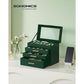 Jewelry Box with Glass Lid, 4-Layer Jewelry Organizer, 3 Drawers FredCo