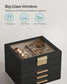 Jewelry Box with Glass Lid, 4-Layer Jewelry Organizer, 3 Drawers, for Big and Small Jewelry FredCo