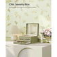 Jewelry Box with Glass Lid Avocado Green and Gold Color FredCo