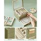Jewelry Box with Glass Lid Avocado Green and Gold Color FredCo