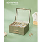Jewelry Box with Glass Lid Avocado Green and Gold Color FredCo
