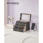 Jewelry Box with Glass Lid Gray and Gold Color FredCo