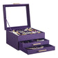 Jewelry Box with Glass Lid Purple and Gold Color FredCo