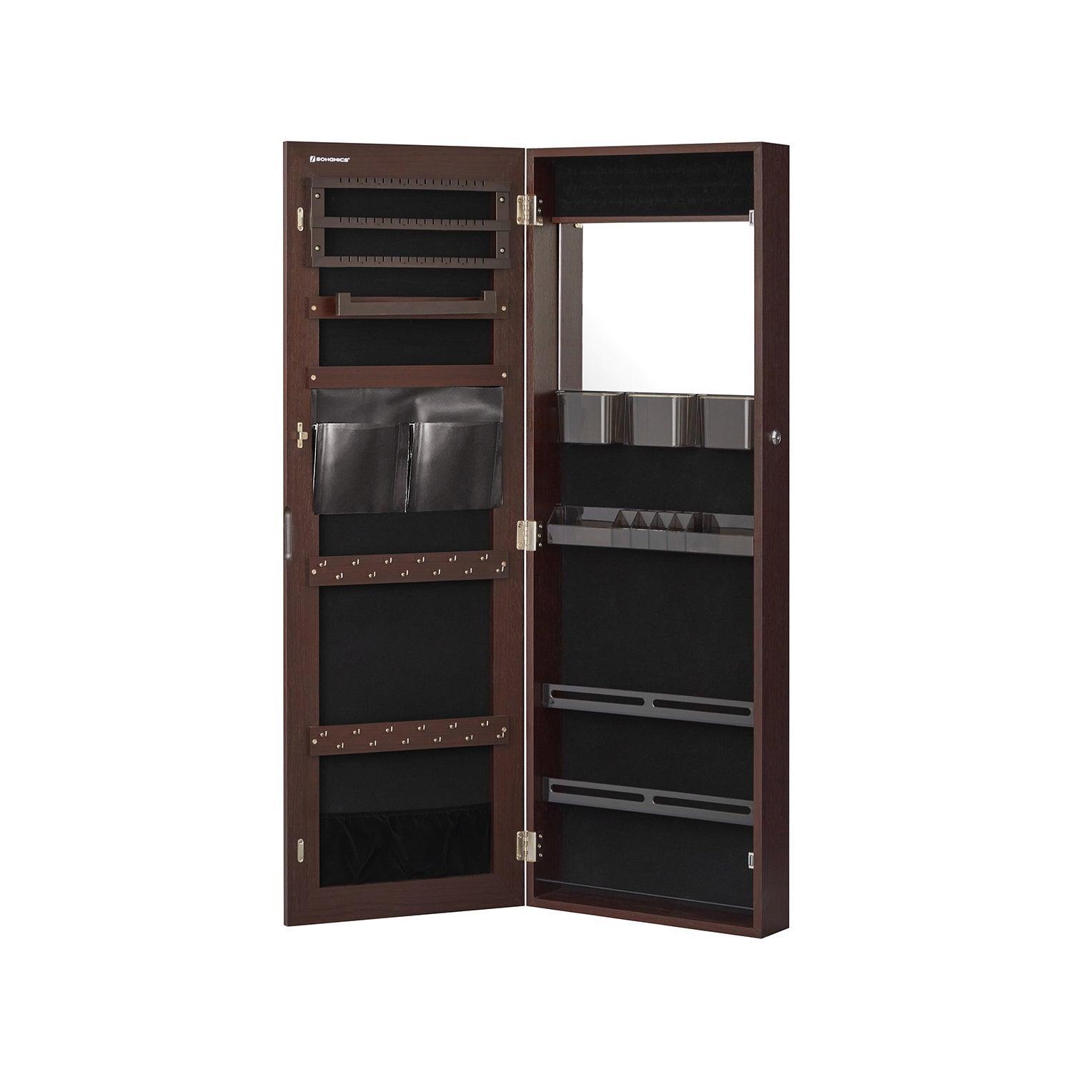 Jewelry Cabinet Armoire with Mirror Brown FredCo