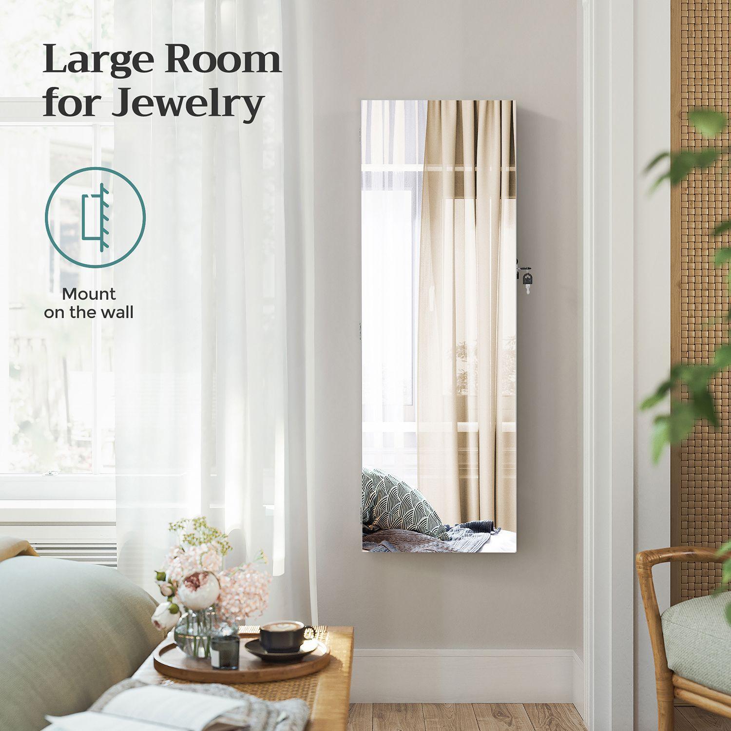 Jewelry Cabinet Armoire with Mirror Brown FredCo