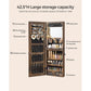 Jewelry Cabinet Armoire with Mirror Rustic Brown FredCo