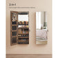 Jewelry Cabinet Armoire with Mirror Rustic Brown FredCo