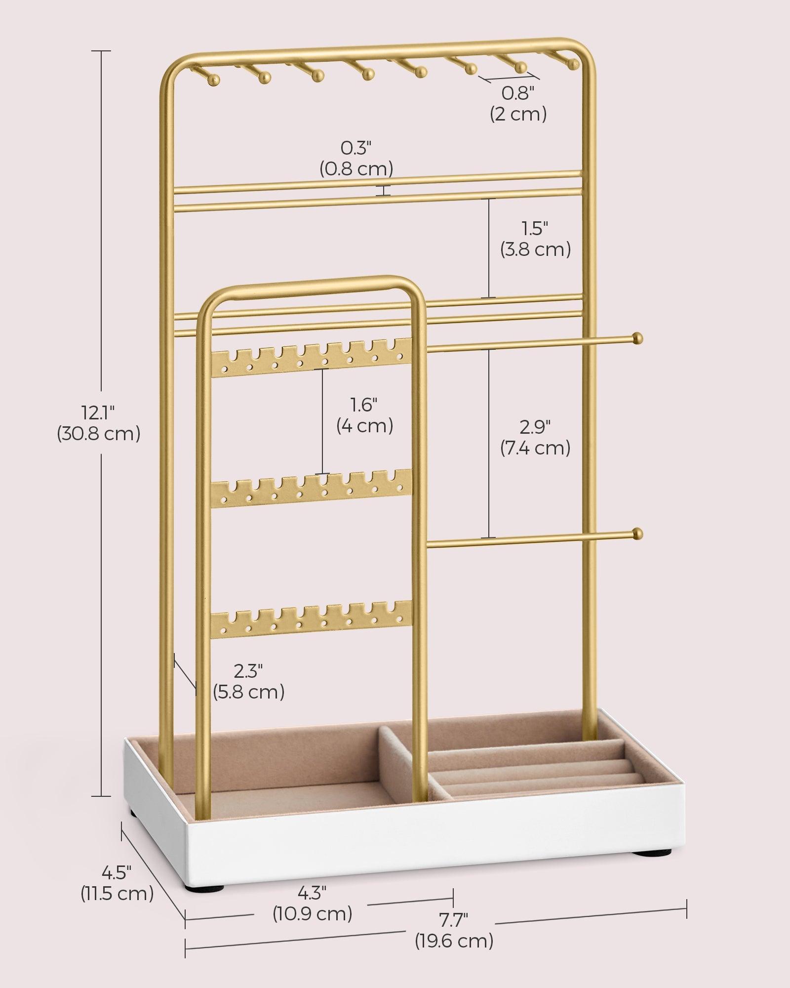 Jewelry Holder with Metal Frame and Velvet Tray Gold Color FredCo