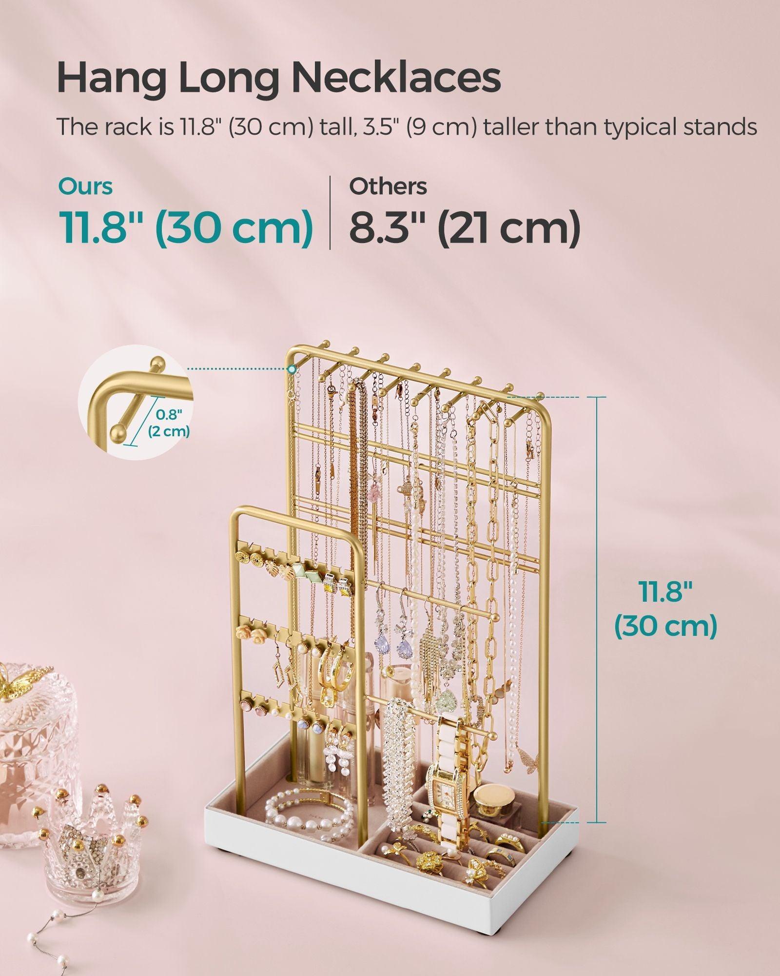 Jewelry Holder with Metal Frame and Velvet Tray Gold Color FredCo