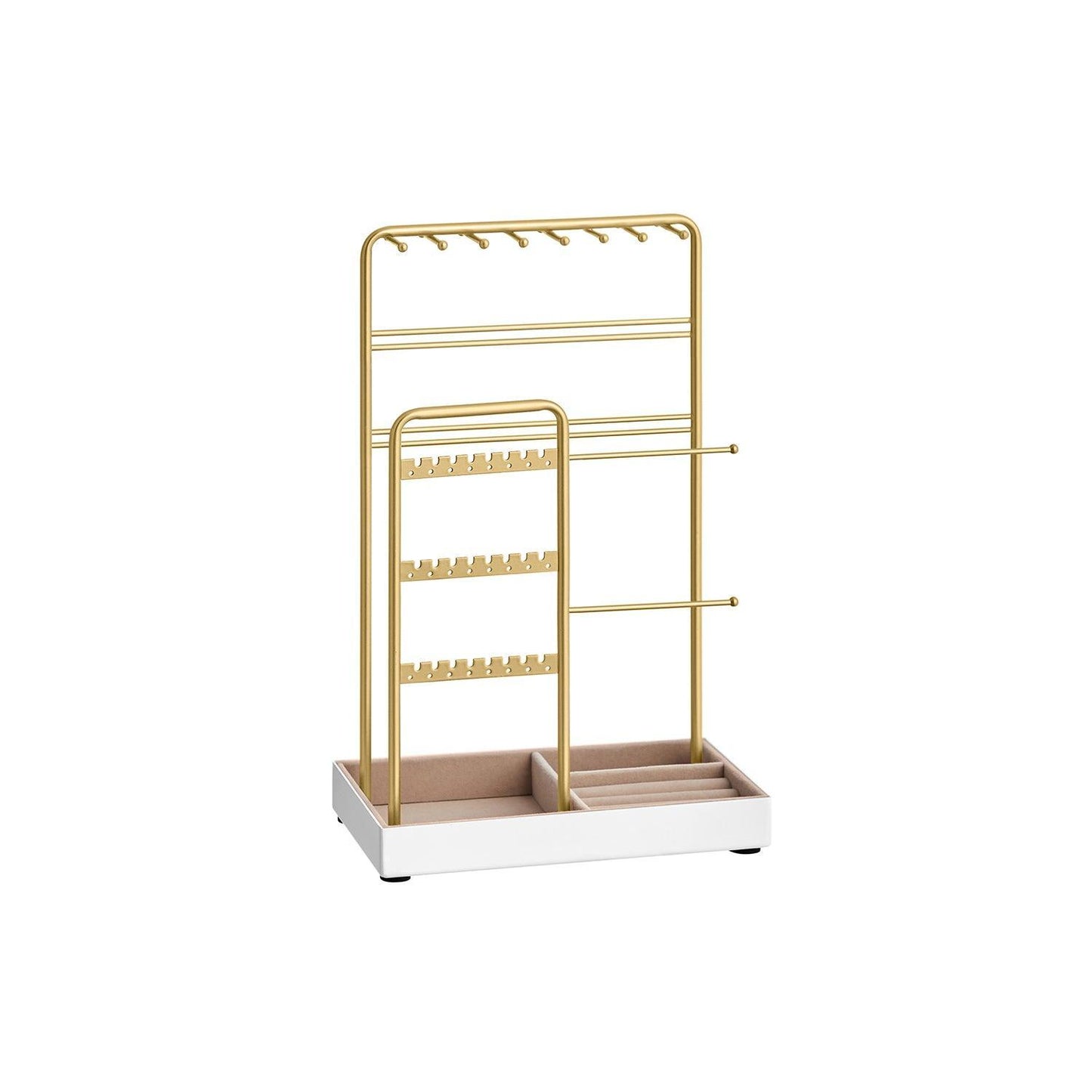 Jewelry Holder with Metal Frame and Velvet Tray Gold Color FredCo