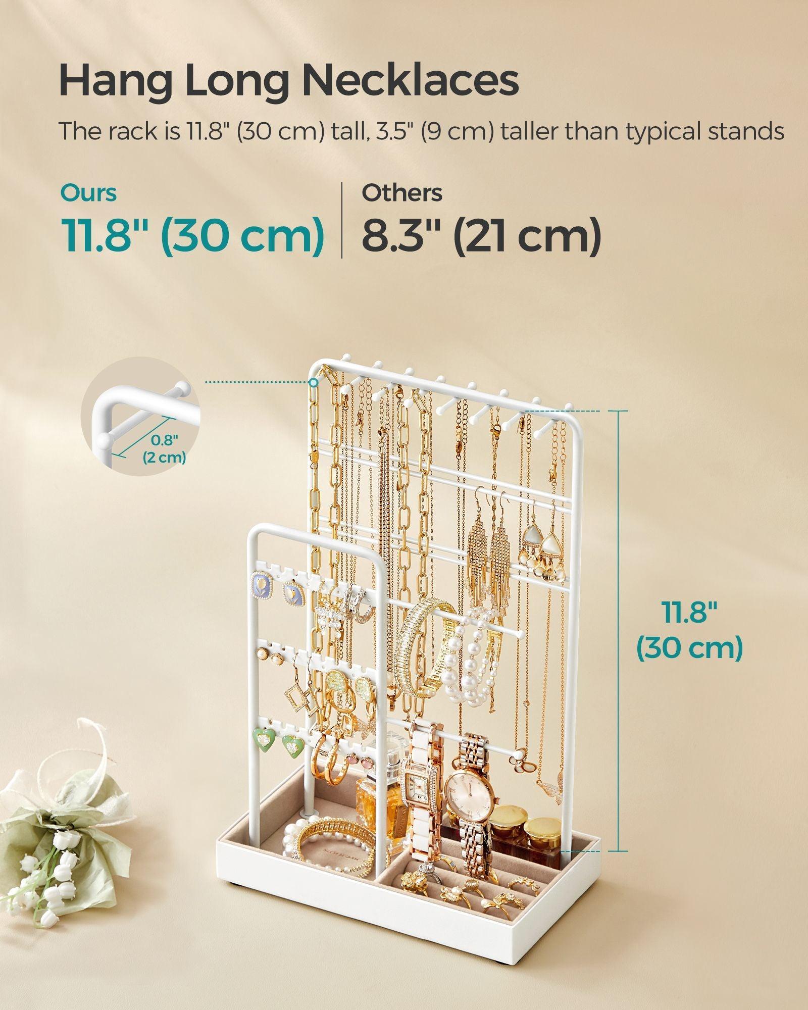 Jewelry Holder with Metal Frame and Velvet Tray White FredCo