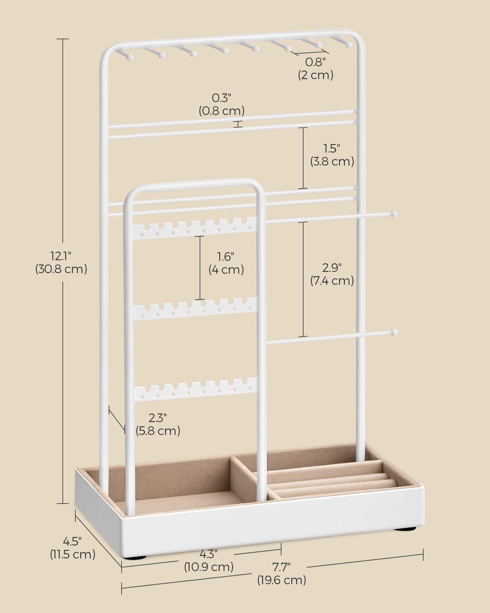 Jewelry Holder with Metal Frame and Velvet Tray White FredCo