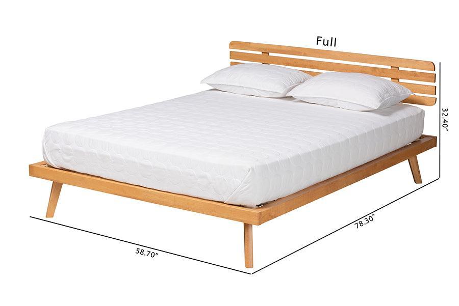 Joaquin Modern Japandi Rustic Brown Finished Wood Platform Bed FredCo