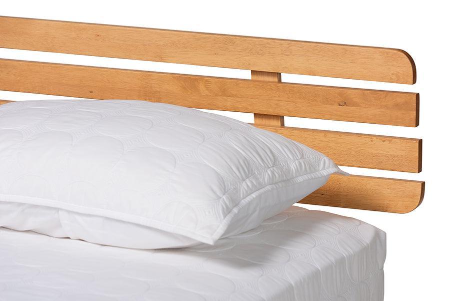 Joaquin Modern Japandi Rustic Brown Finished Wood Platform Bed FredCo