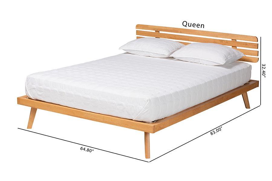 Joaquin Modern Japandi Rustic Brown Finished Wood Platform Bed FredCo