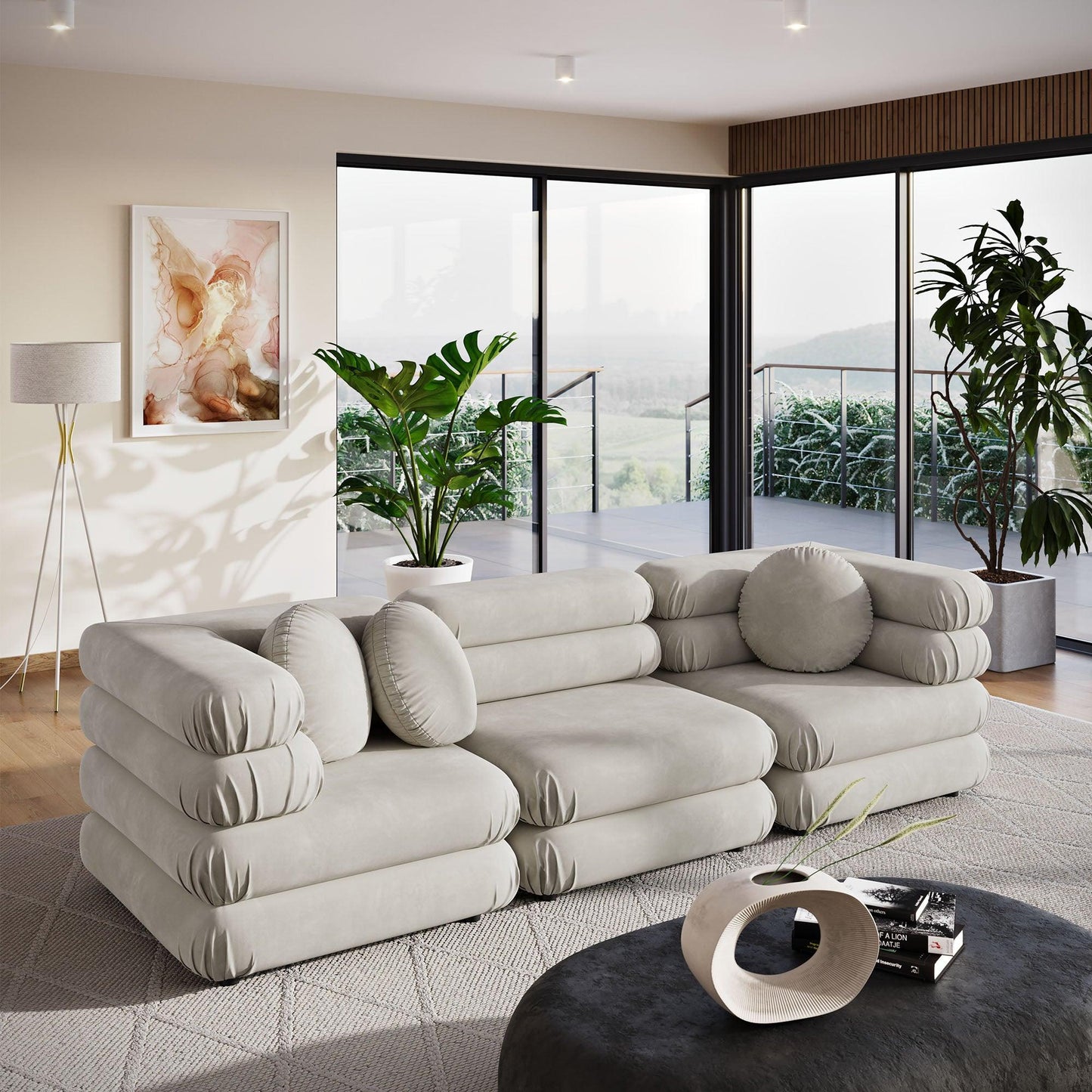Jubilee 3-Piece Modular Performance Velvet Sectional Sofa by Modway FredCo