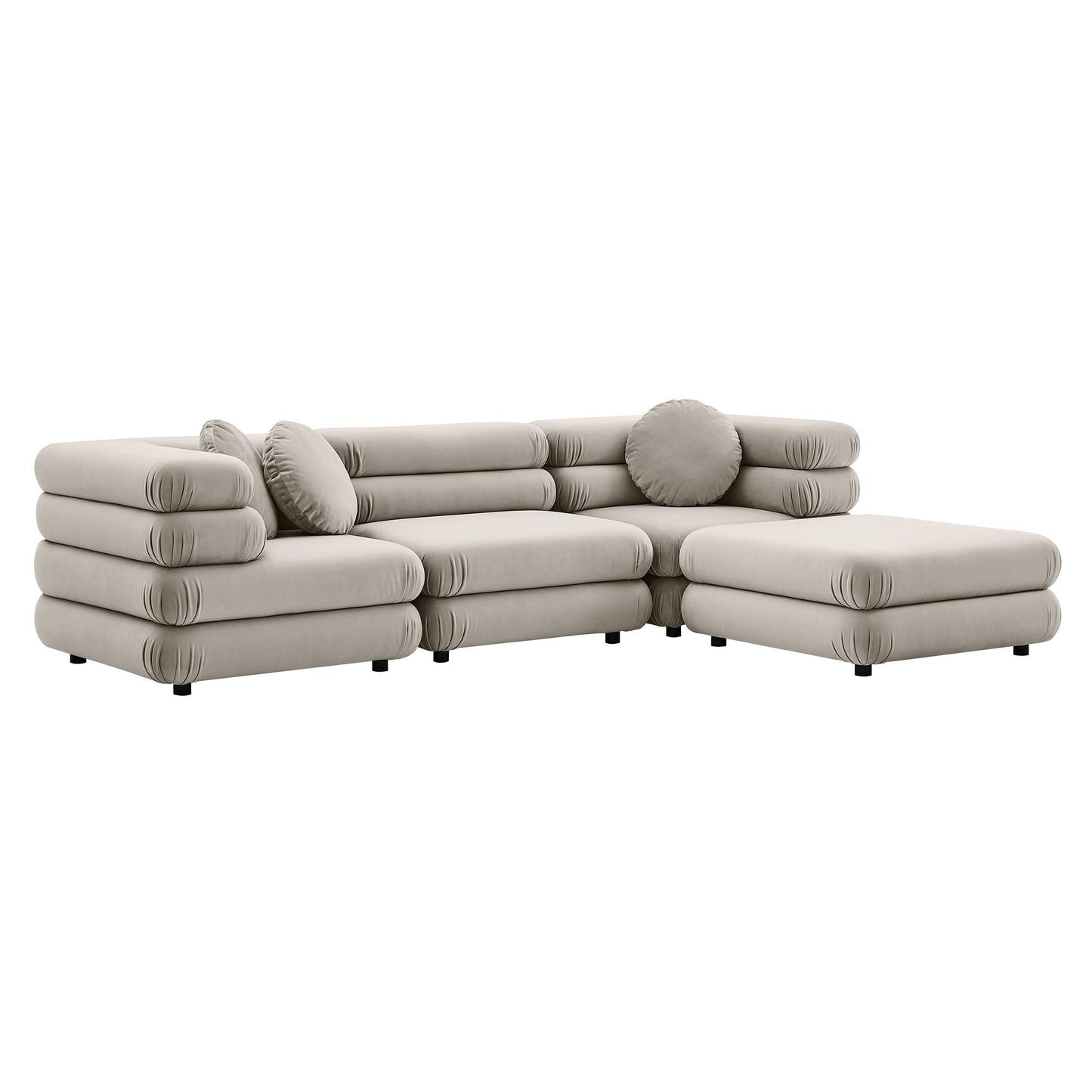 Jubilee 4-Piece Modular Performance Velvet Sectional Sofa by Modway FredCo