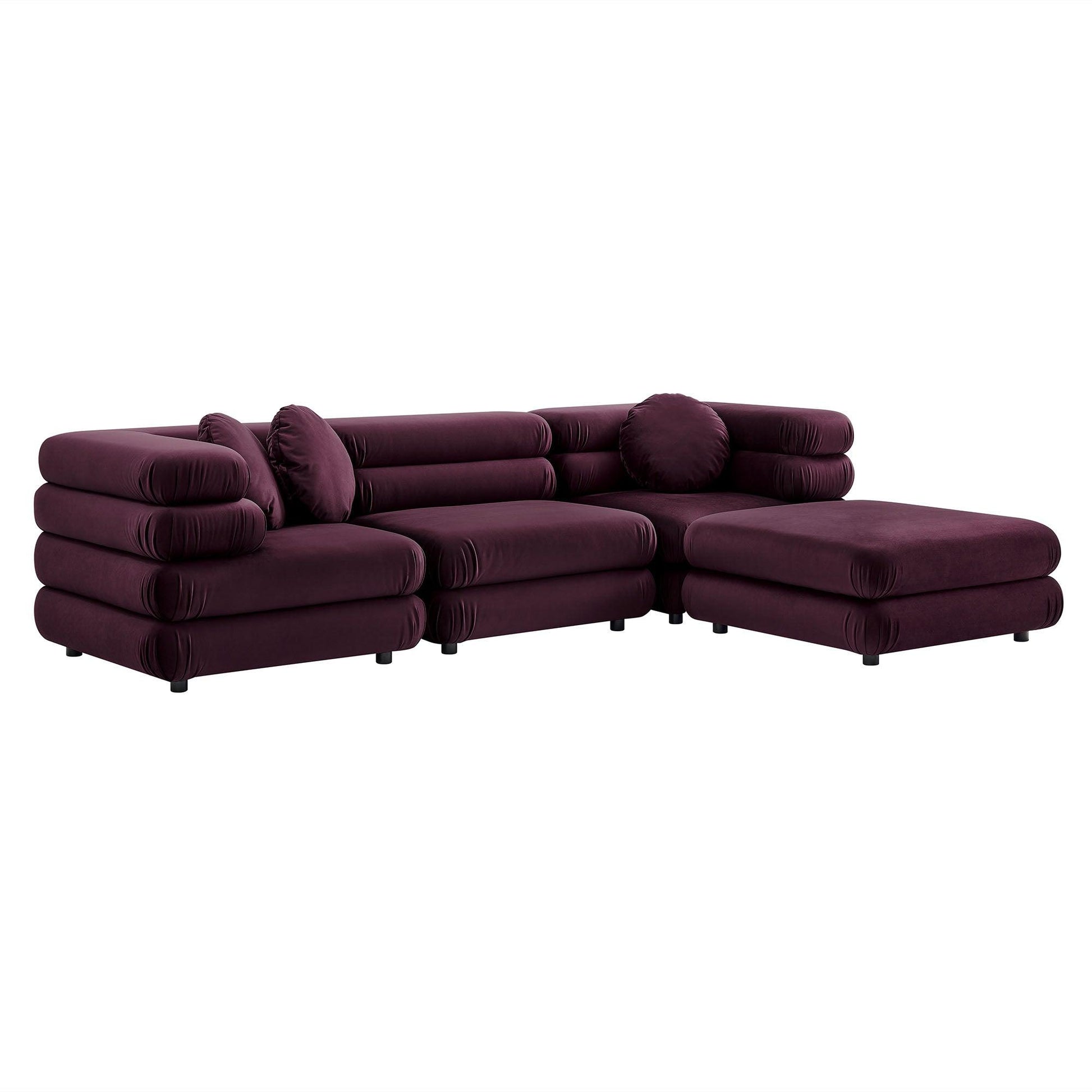 Jubilee 4-Piece Modular Performance Velvet Sectional Sofa by Modway FredCo