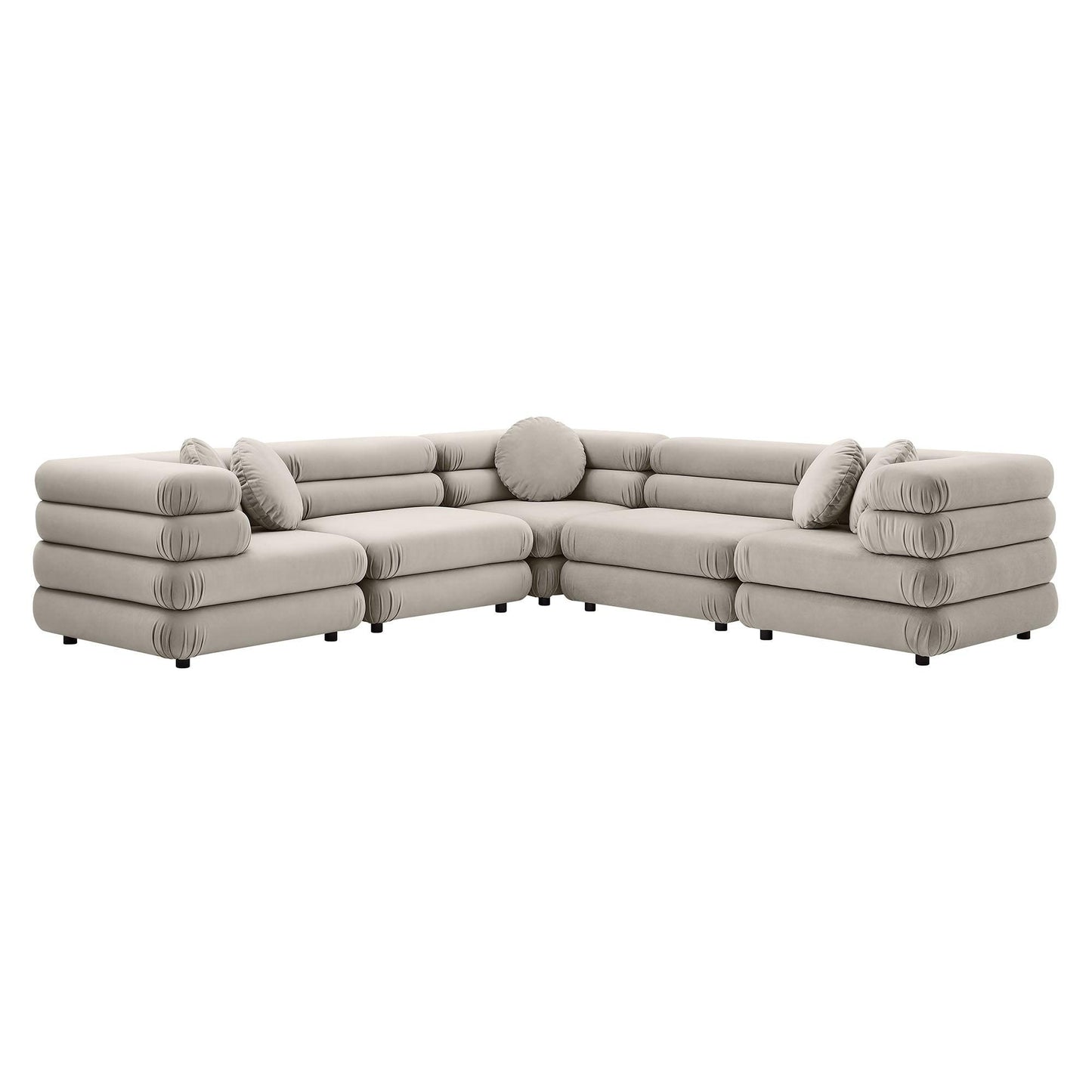 Jubilee 5-Piece Modular Performance Velvet Sectional Sofa by Modway FredCo