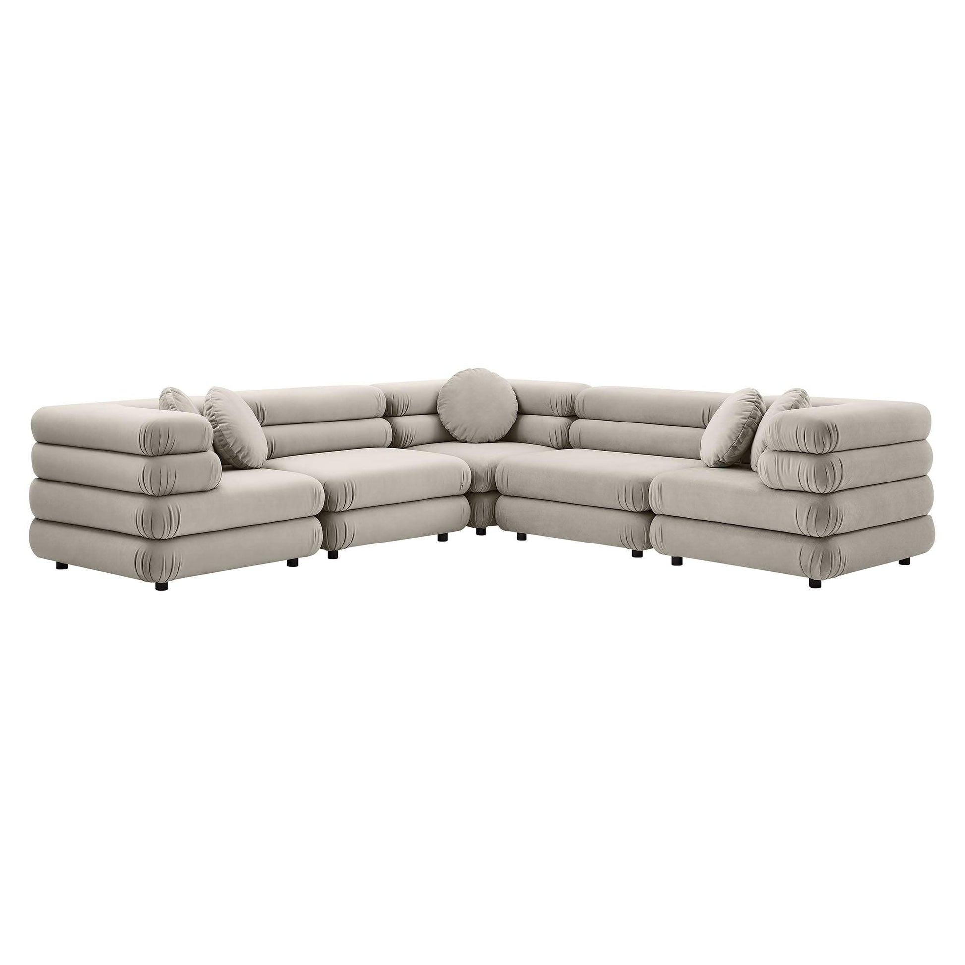 Jubilee 5-Piece Modular Performance Velvet Sectional Sofa by Modway FredCo
