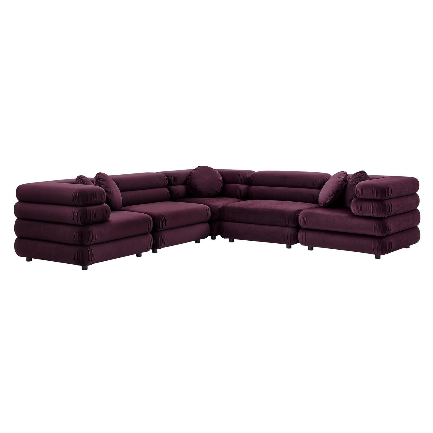 Jubilee 5-Piece Modular Performance Velvet Sectional Sofa by Modway FredCo