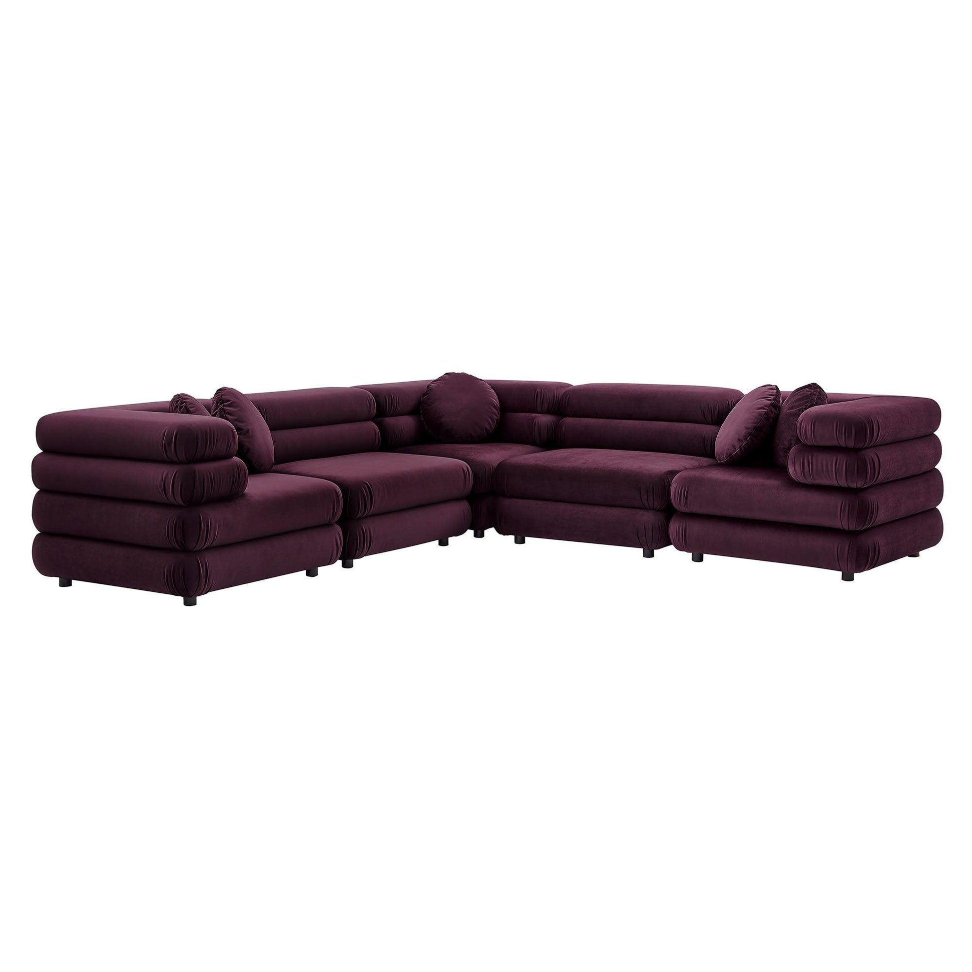 Jubilee 5-Piece Modular Performance Velvet Sectional Sofa by Modway FredCo