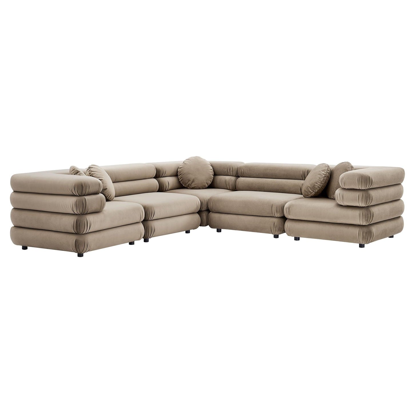 Jubilee 5-Piece Modular Performance Velvet Sectional Sofa by Modway FredCo