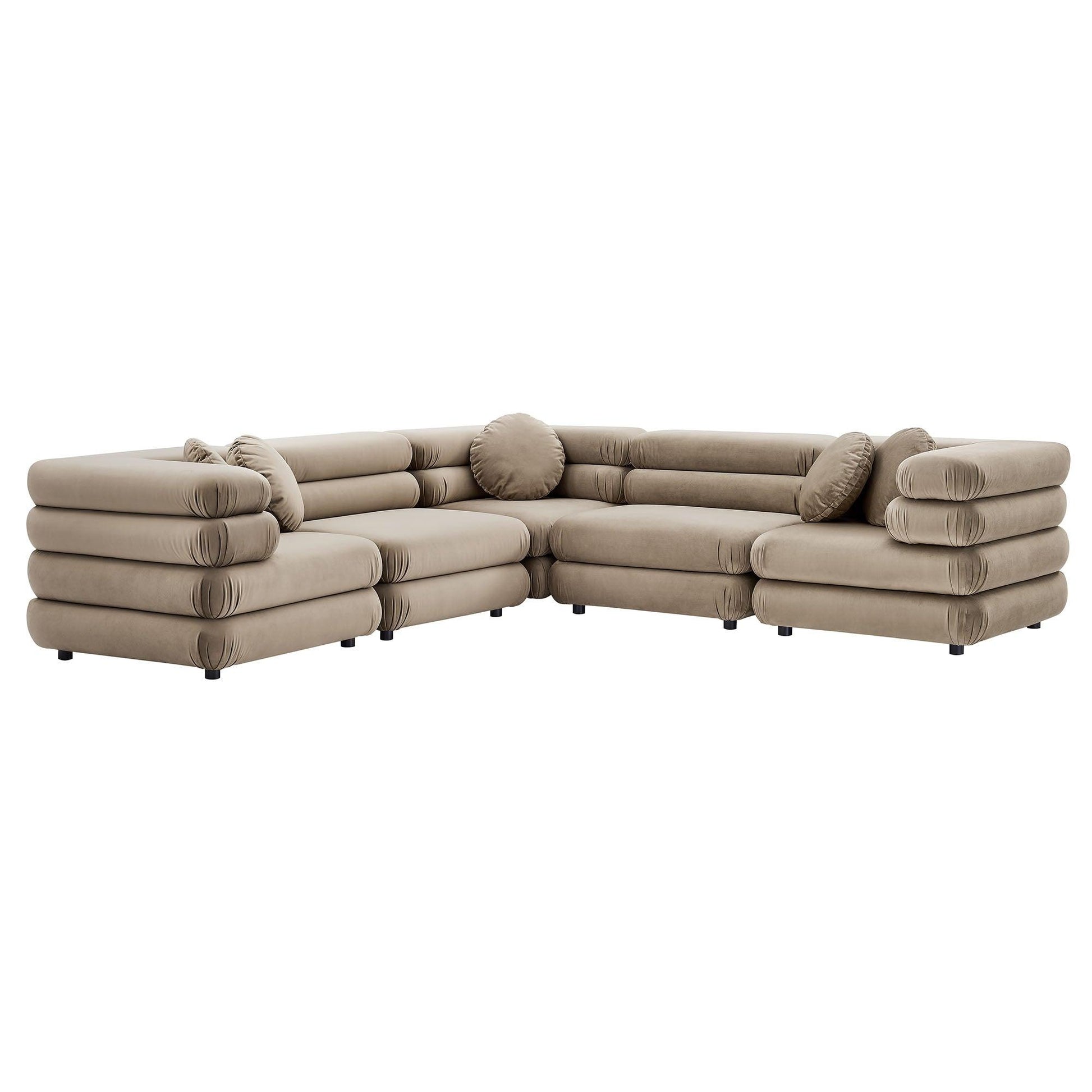 Jubilee 5-Piece Modular Performance Velvet Sectional Sofa by Modway FredCo