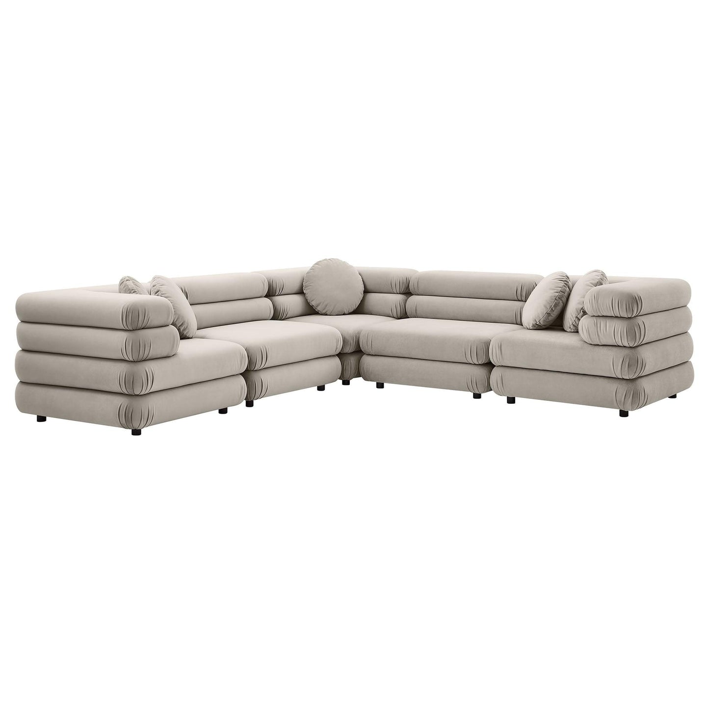 Jubilee 5-Piece Modular Performance Velvet Sectional Sofa by Modway FredCo