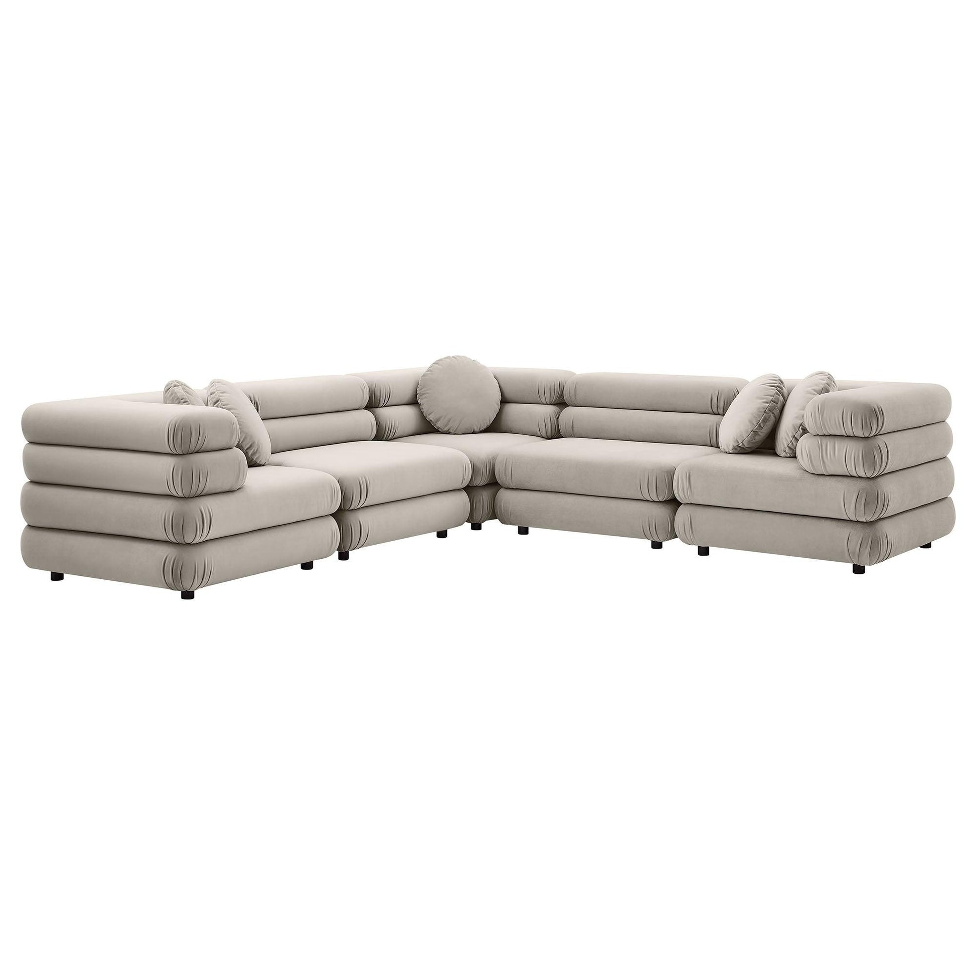 Jubilee 5-Piece Modular Performance Velvet Sectional Sofa by Modway FredCo